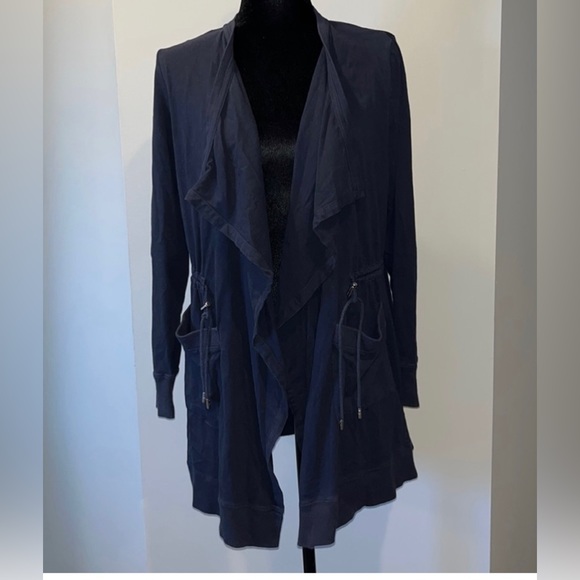 Michael Kors Womens' Draped Anorak Cardigan Coat Size M Medium Navy Blue - Picture 2 of 10